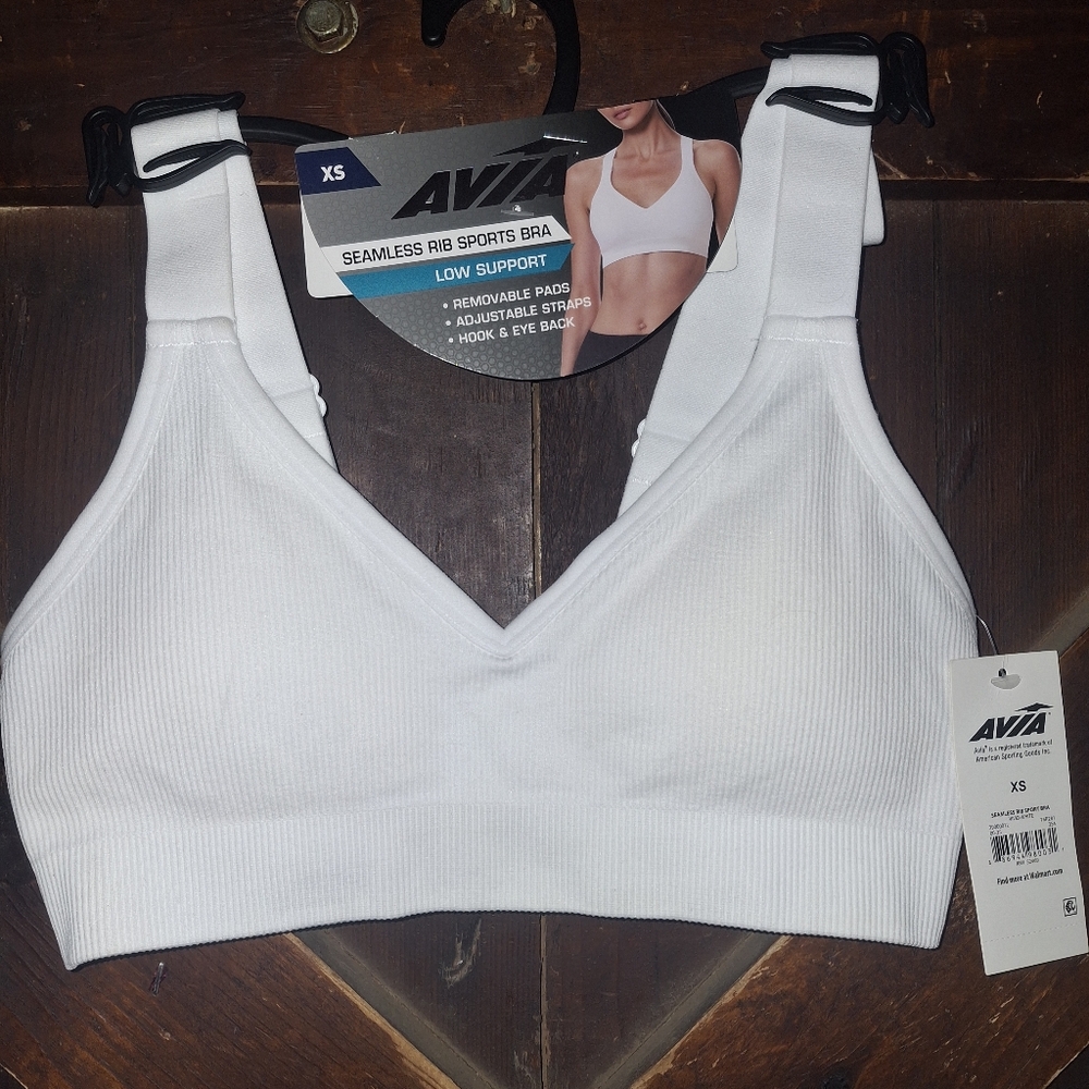 Avia White Ribbed Sports Bra